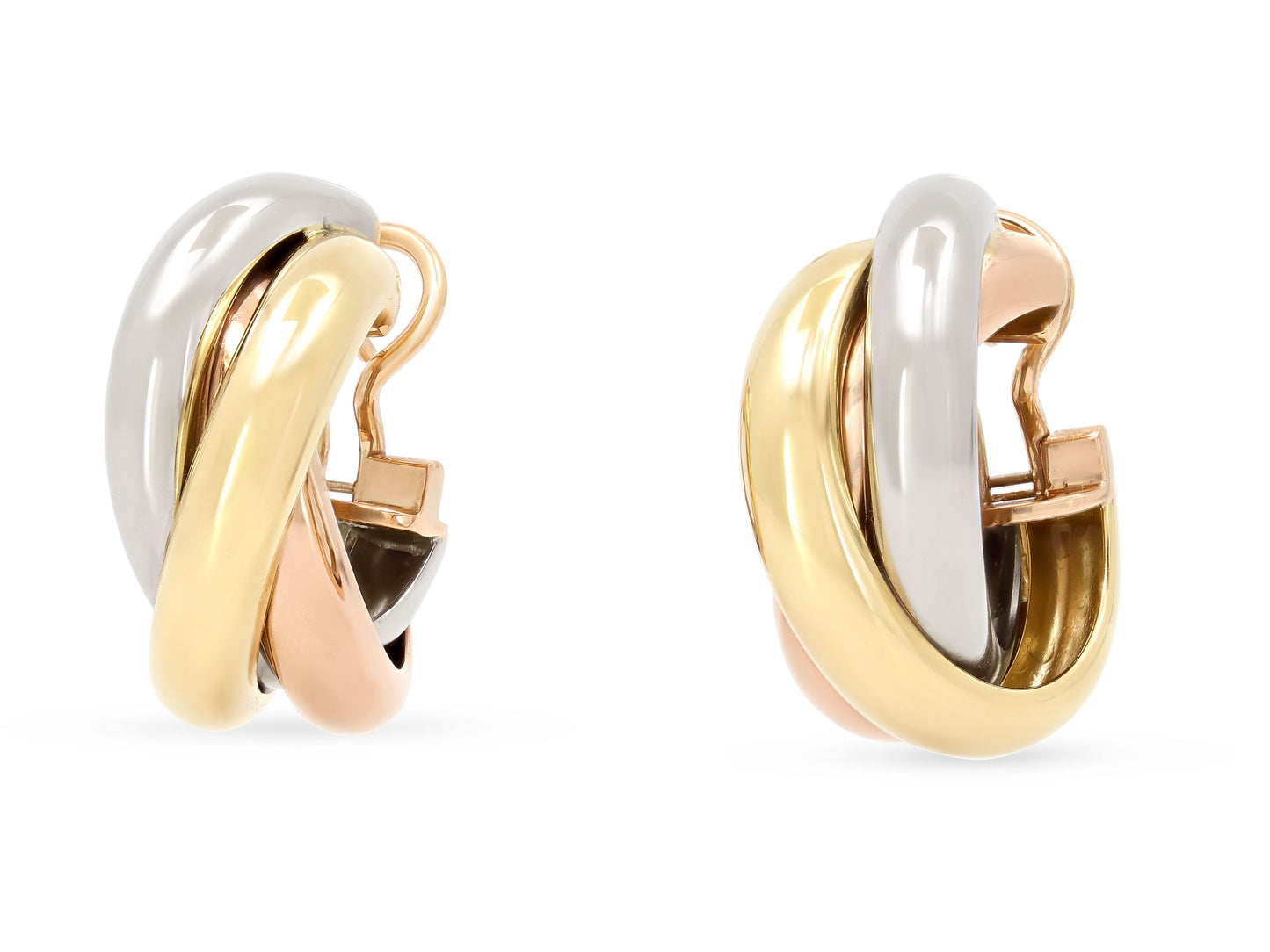 Cartier 'Trinity' Hoop Earrings in Tri-Color 18K Gold