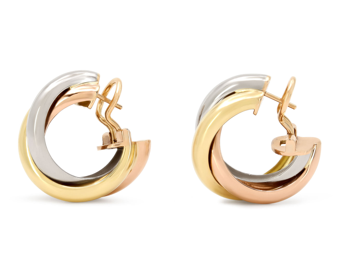 Cartier 'Trinity' Hoop Earrings in Tri-Color 18K Gold