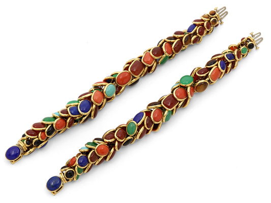 Pair of Seaman Schepps Gemstone Bracelets in 18K Gold