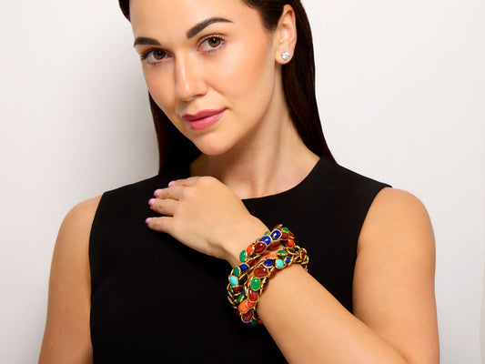 Pair of Seaman Schepps Gemstone Bracelets in 18K Gold