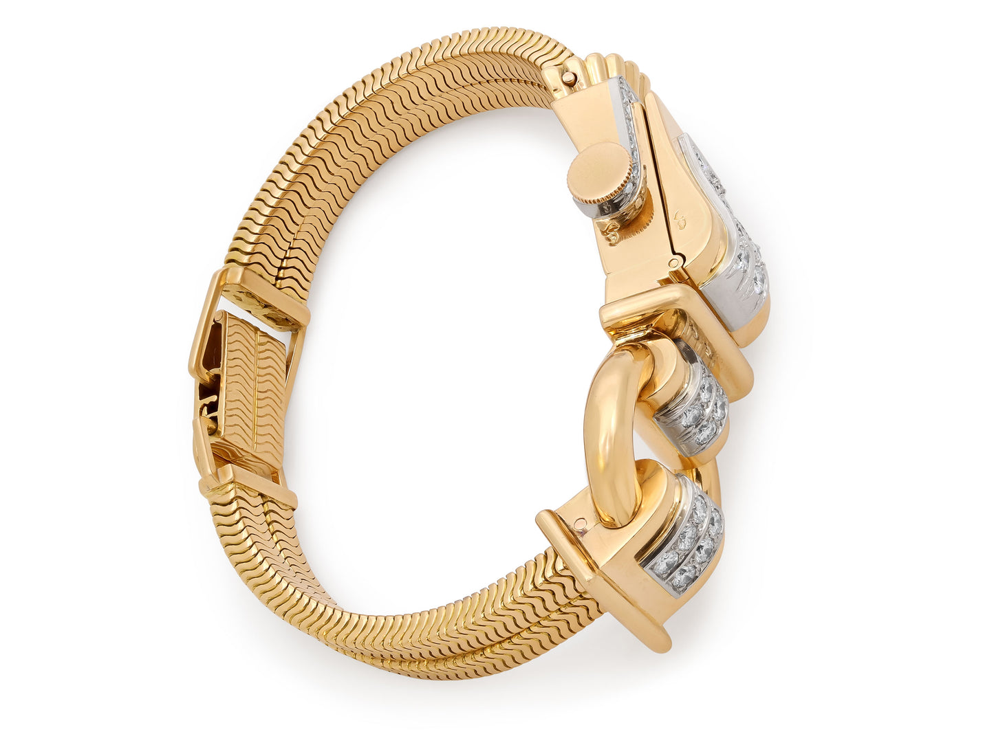 Retro Black Starr & Frost Diamond Watch in 18K Gold