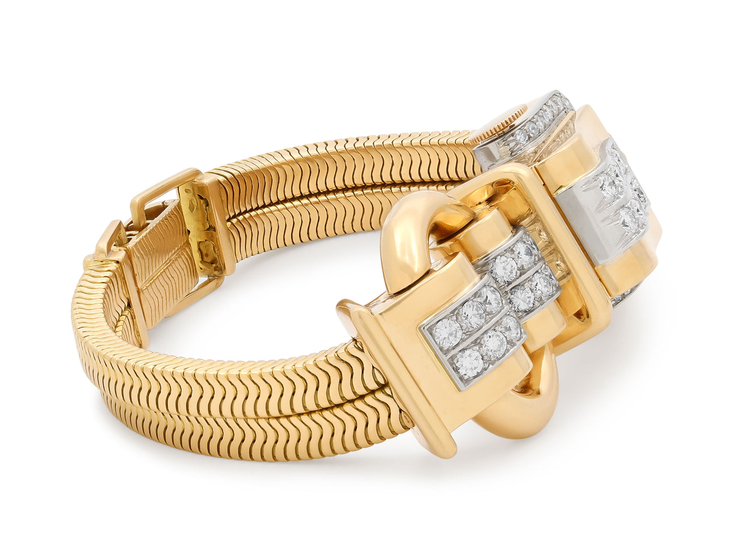 Retro Black Starr & Frost Diamond Watch in 18K Gold