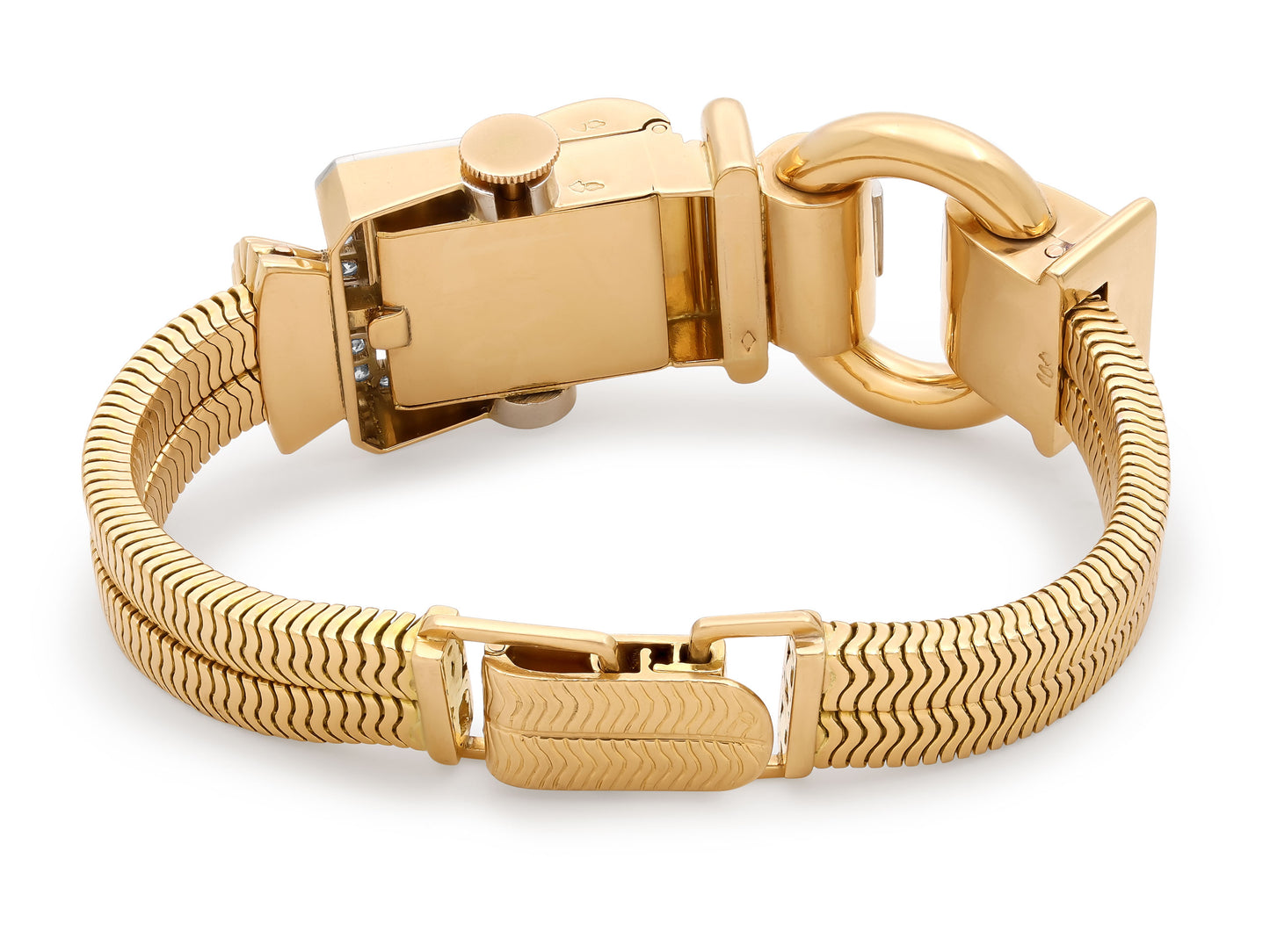 Retro Black Starr & Frost Diamond Watch in 18K Gold