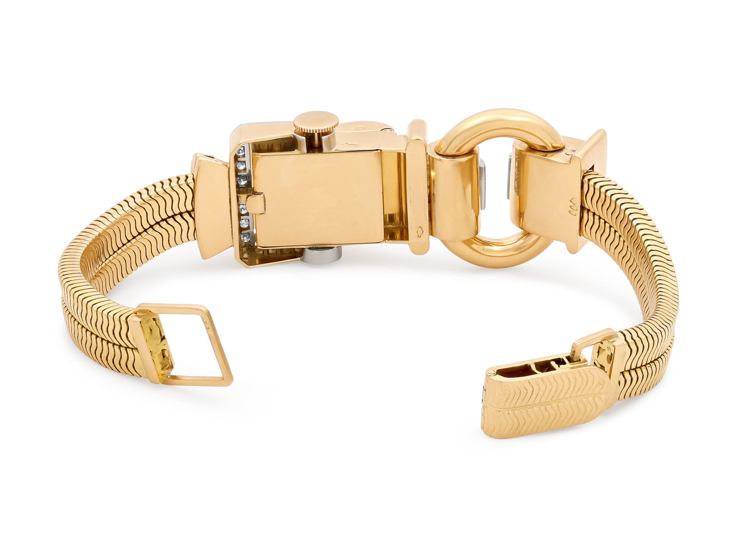 Retro Black Starr & Frost Diamond Watch in 18K Gold