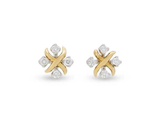Tiffany and Co. Schlumberger 'Lynn' Diamond Earrings in 18K Gold and Platinum