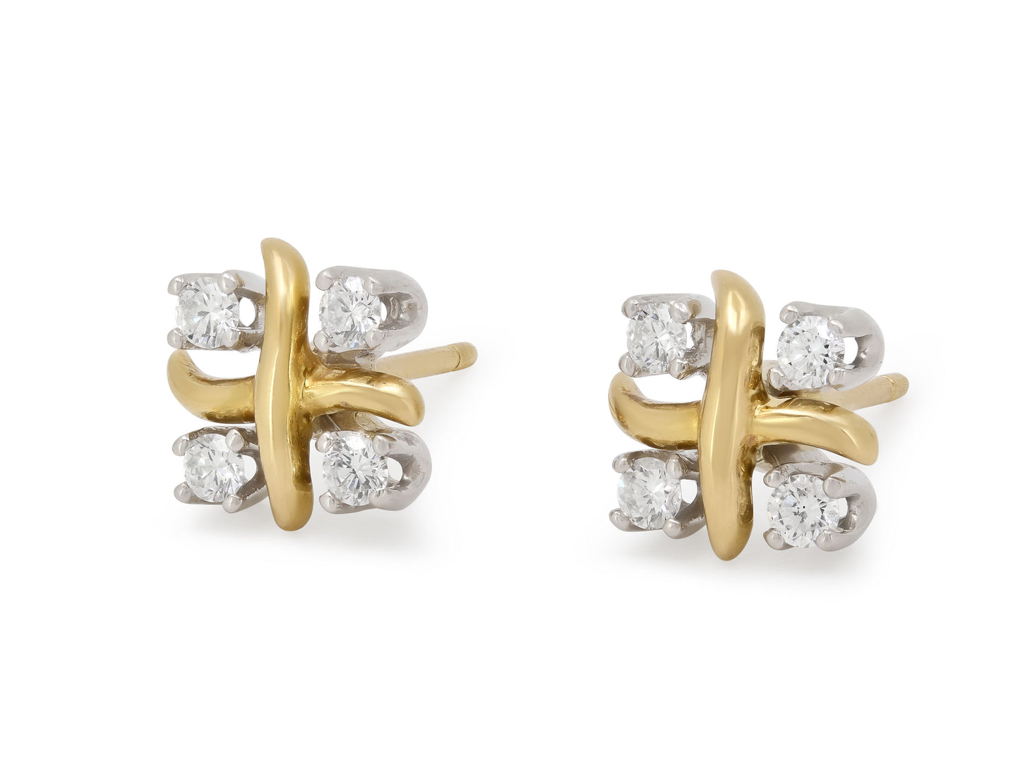 Tiffany and Co. Schlumberger 'Lynn' Diamond Earrings in 18K Gold and Platinum