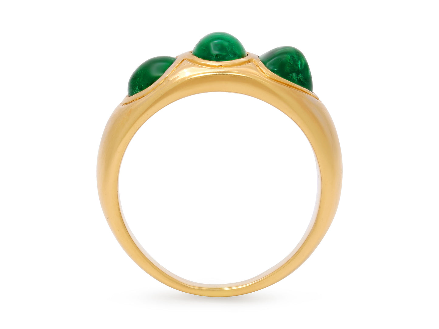 Cabochon Emerald Ring in 18K Gold