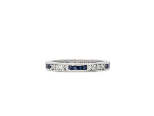 Sapphire and Diamond Eternity Band in Platinum