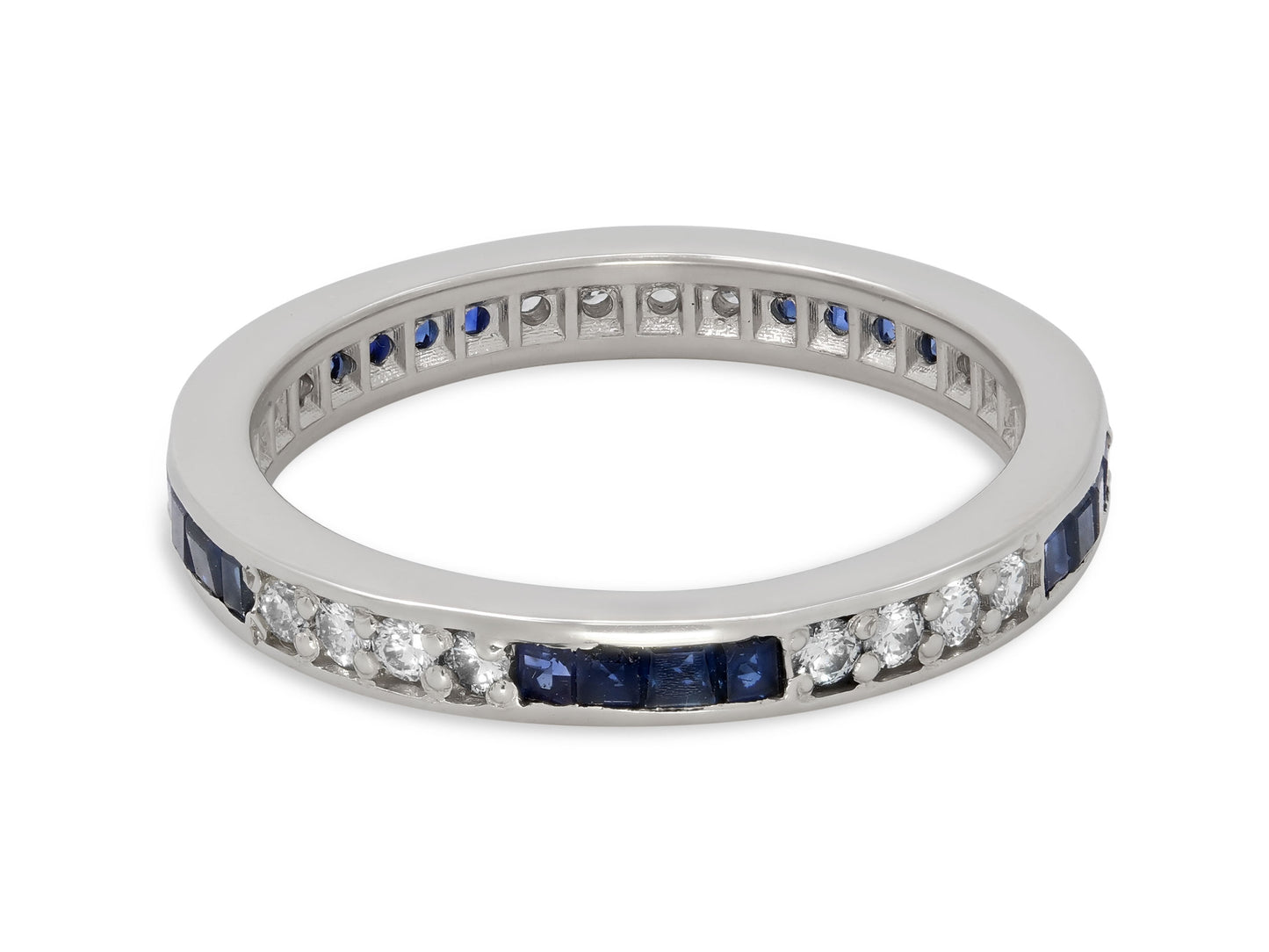 Sapphire and Diamond Eternity Band in Platinum