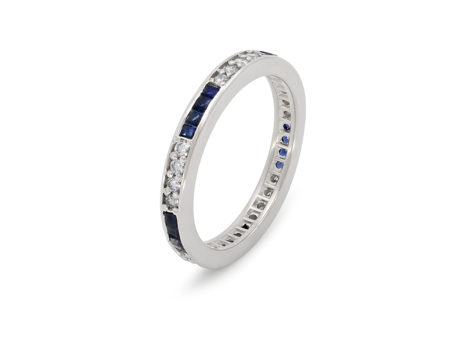 Sapphire and Diamond Eternity Band in Platinum