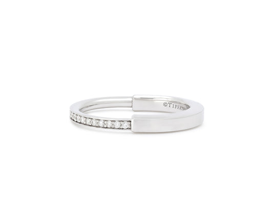 Tiffany & Co. 'Lock' Diamond Ring in 18K White Gold