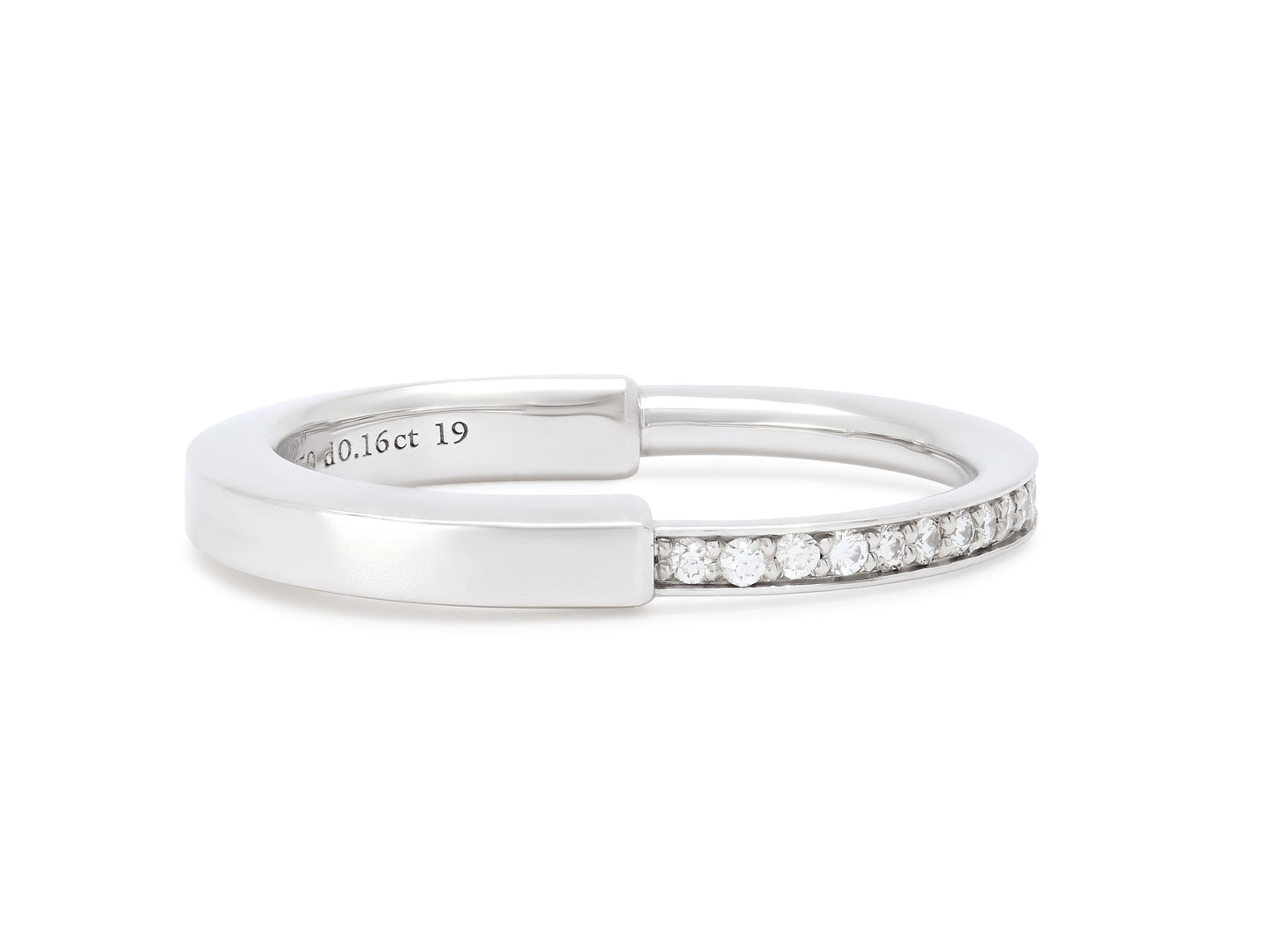 Tiffany & Co. 'Lock' Diamond Ring in 18K White Gold