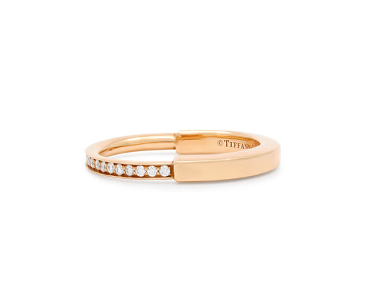 Tiffany & Co. 'Lock' Diamond Ring in 18K Rose Gold
