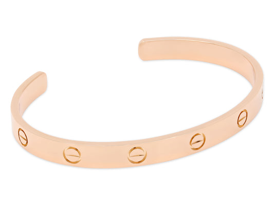 Cartier 'Love' Cuff Bracelet in 18K Rose Gold, Size 18