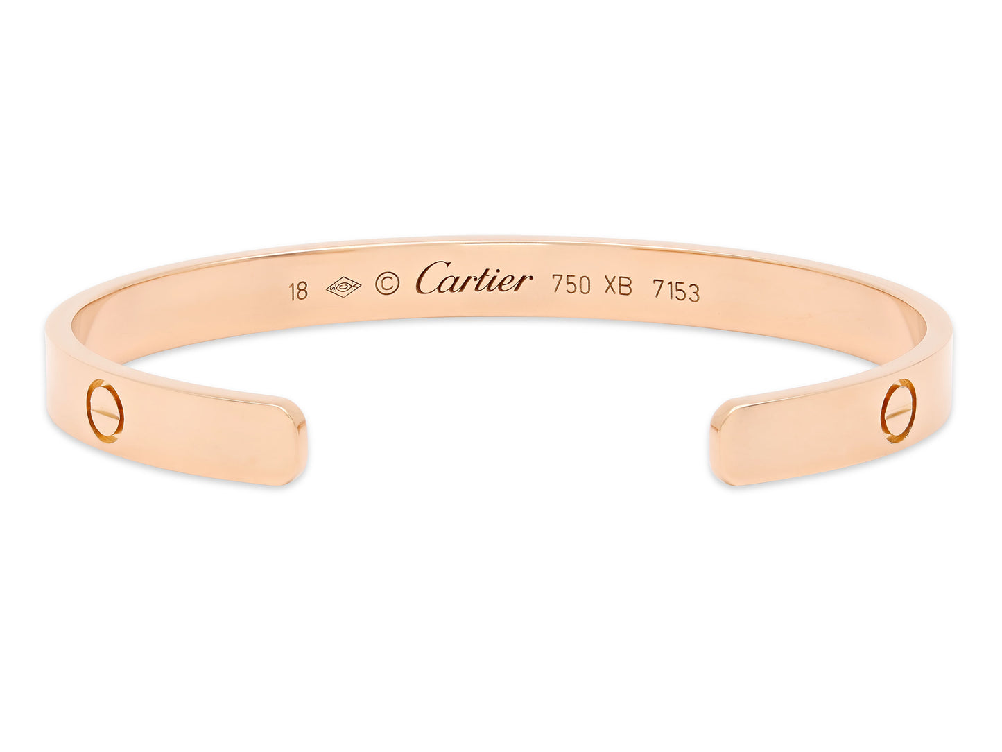 Cartier 'Love' Cuff Bracelet in 18K Rose Gold, Size 18
