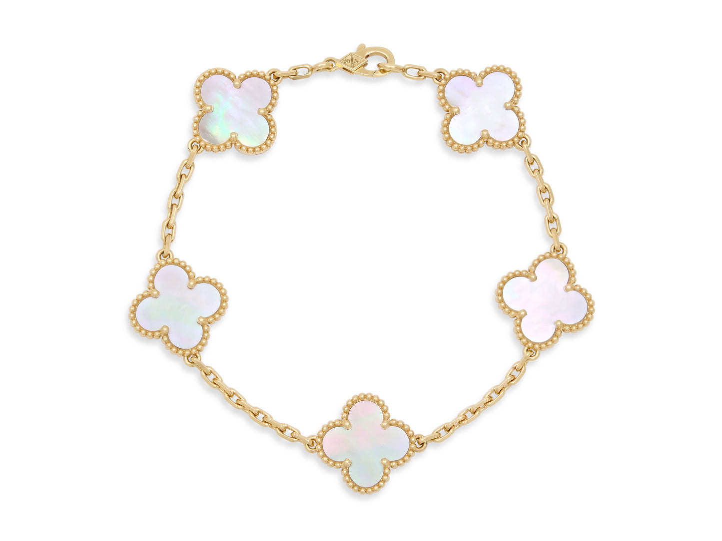 Van Cleef & Arpels 'Vintage Alhambra' Mother-of-Pearl Bracelet in 18K Gold