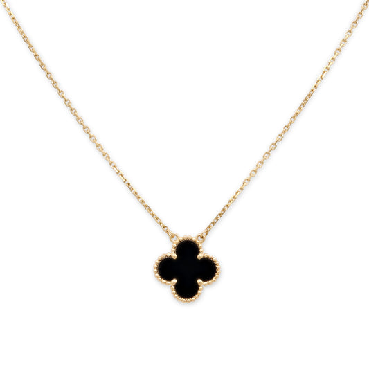 Van Cleef & Arpels 'Vintage Alhambra' Onyx Pendant in 18K Gold