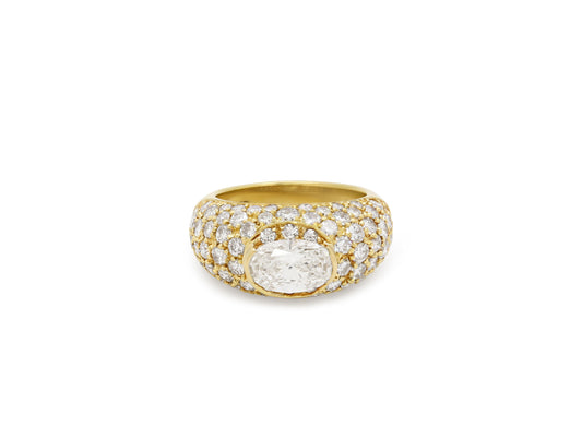 Oval Diamond Bombé Ring in 18K Gold