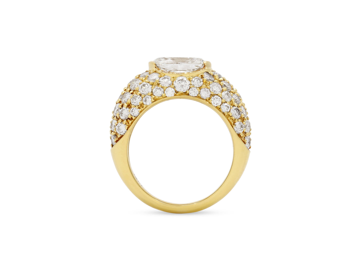 Oval Diamond Bombé Ring in 18K Gold