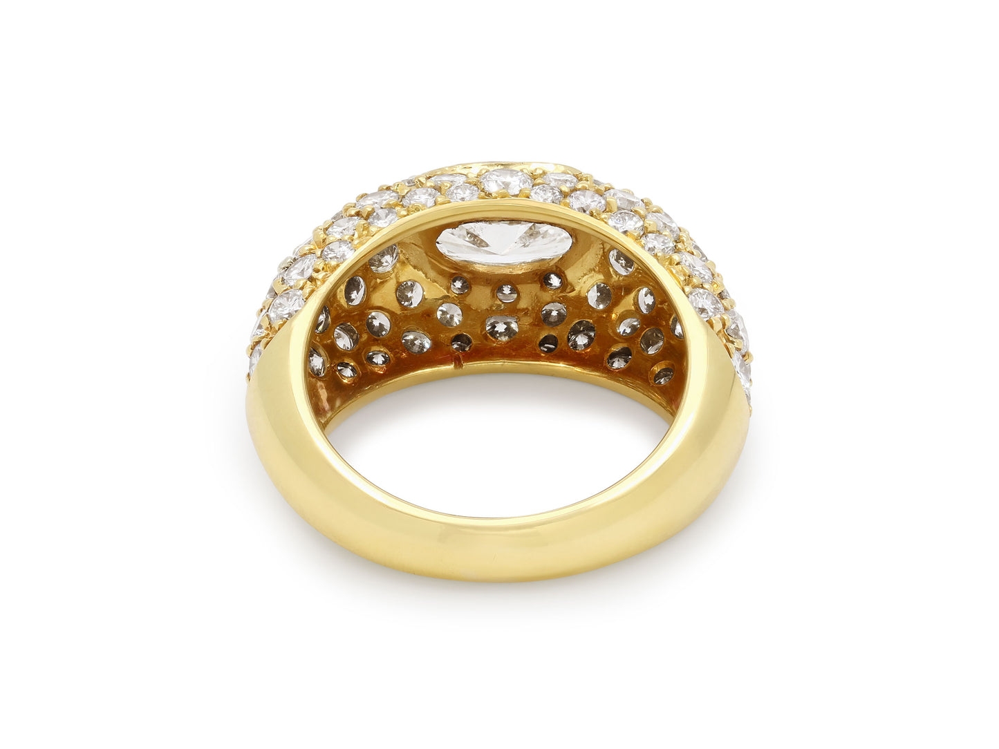 Oval Diamond Bombé Ring in 18K Gold
