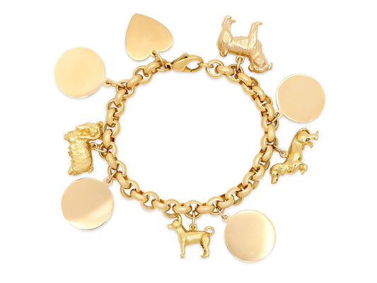 Dog Charm Bracelet in 18K Gold