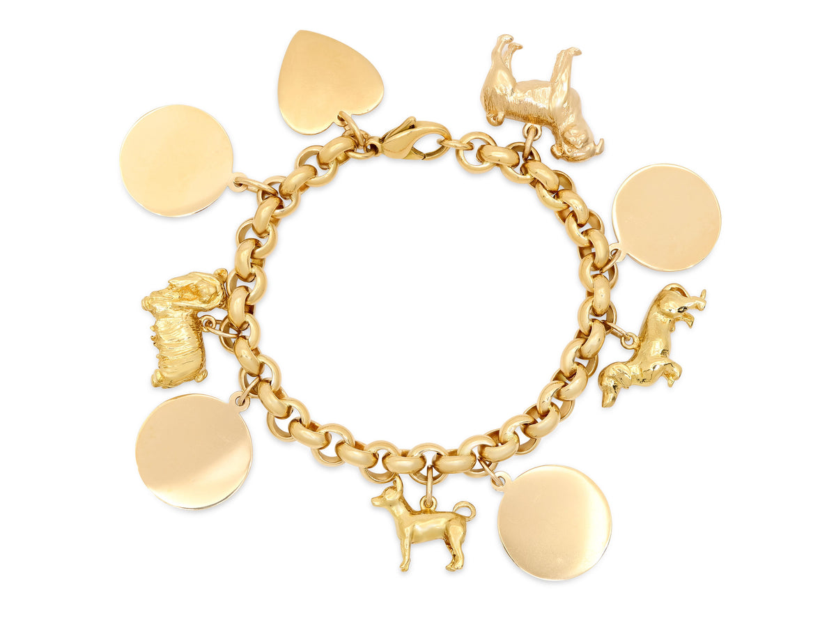 Dog Charm Bracelet in 18K Gold