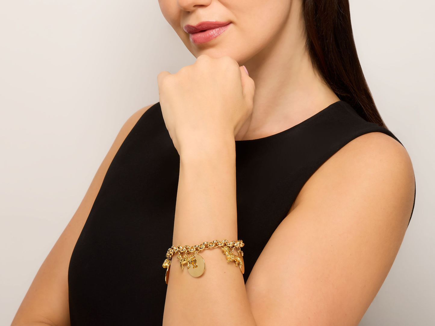 Dog Charm Bracelet in 18K Gold