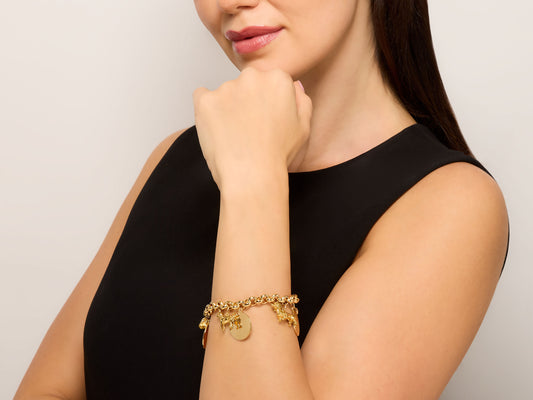Dog Charm Bracelet in 18K Gold