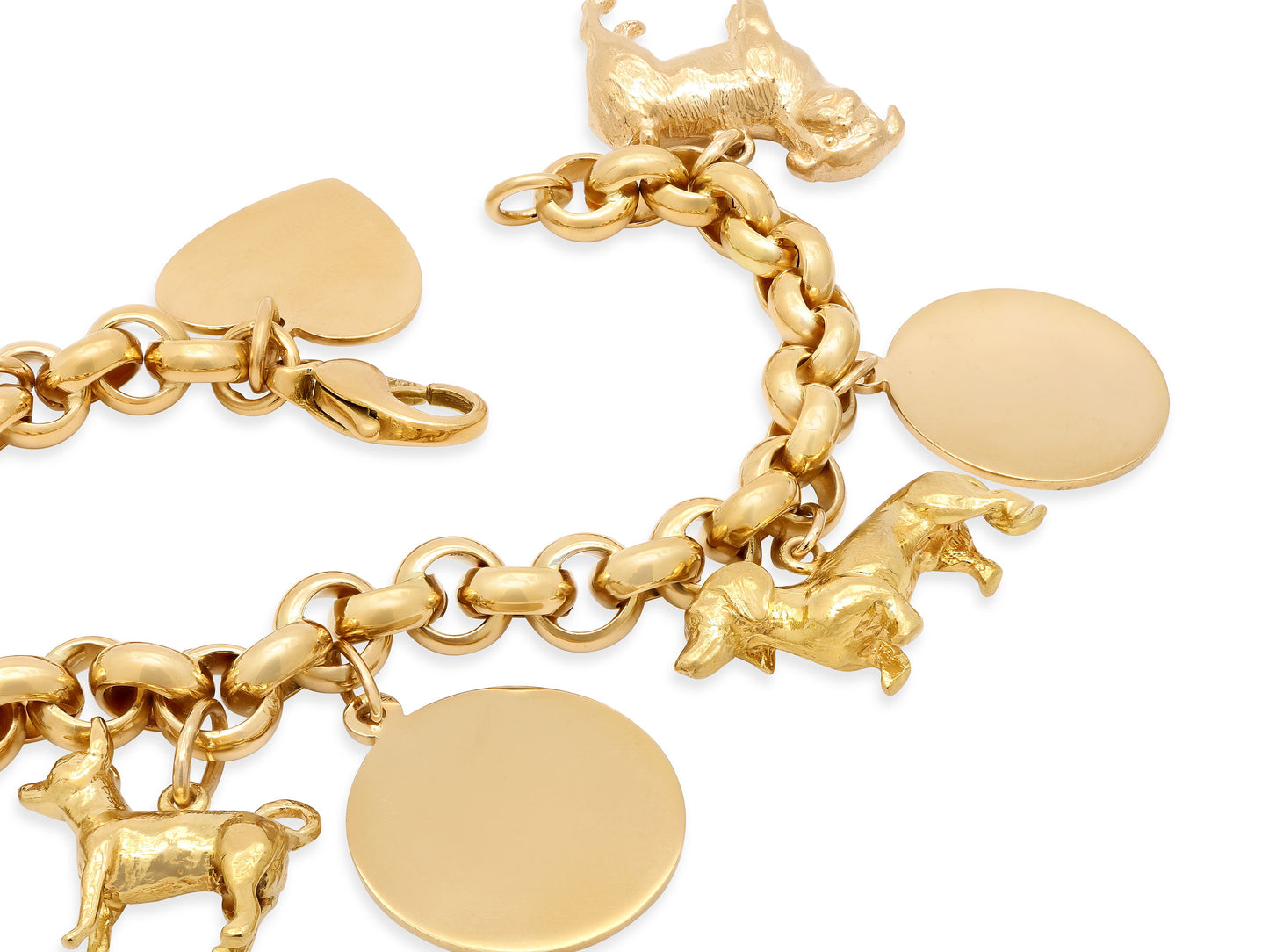 Dog Charm Bracelet in 18K Gold
