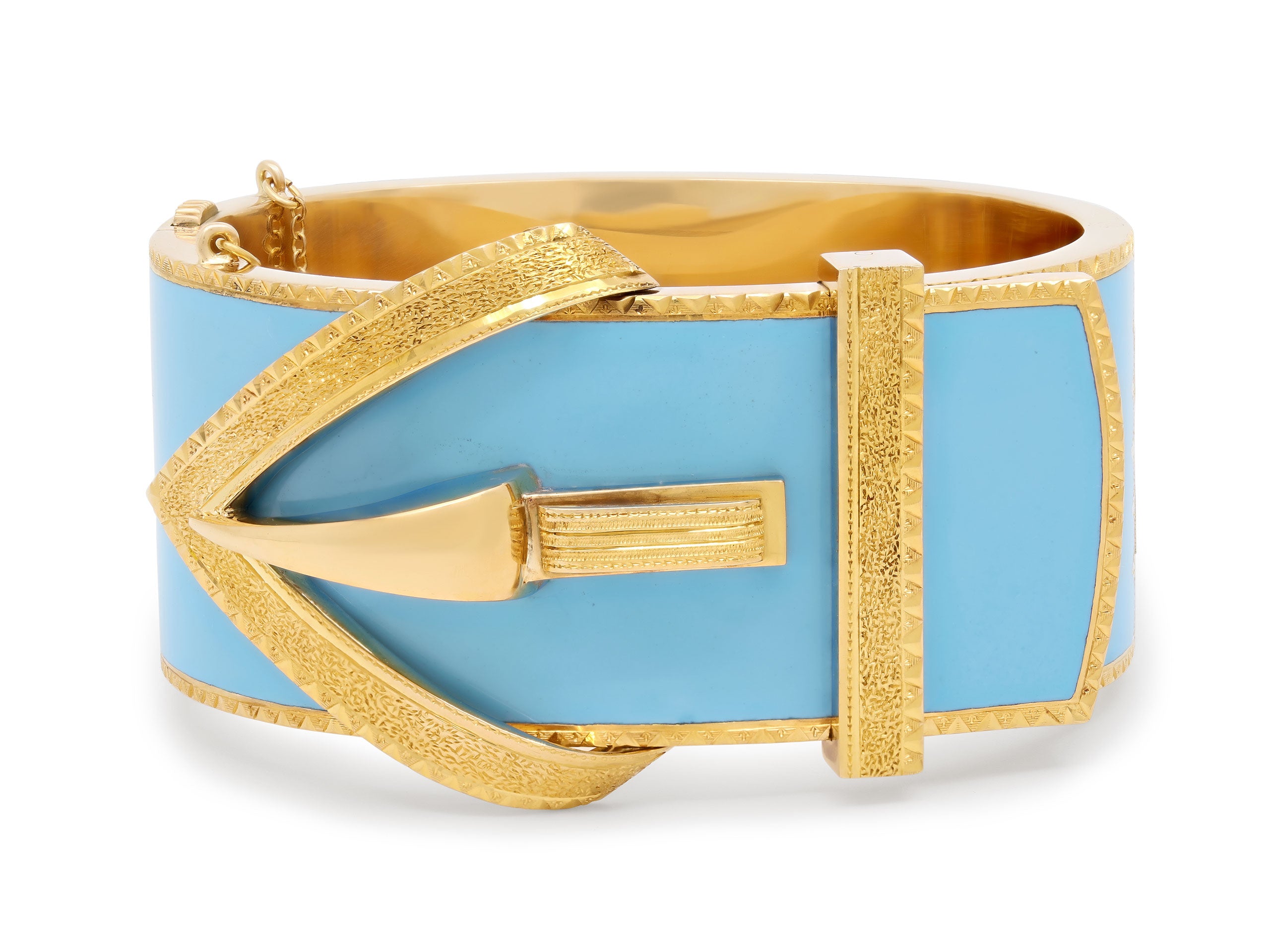 Antique-style Enamel Buckle Bangle Bracelet in 18K a #521617