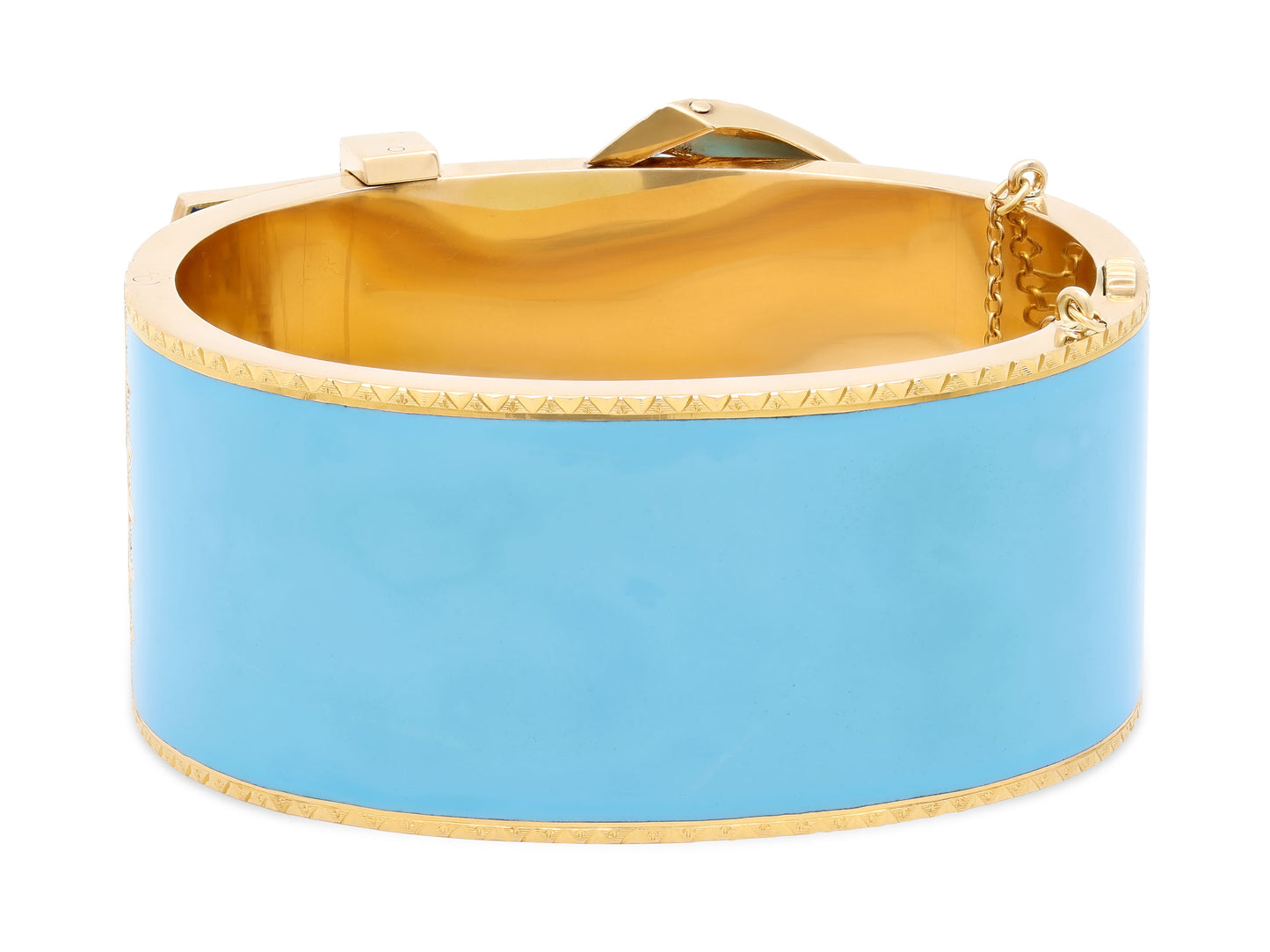 Antique-style Enamel Buckle Bangle Bracelet in 18K and 14K Gold