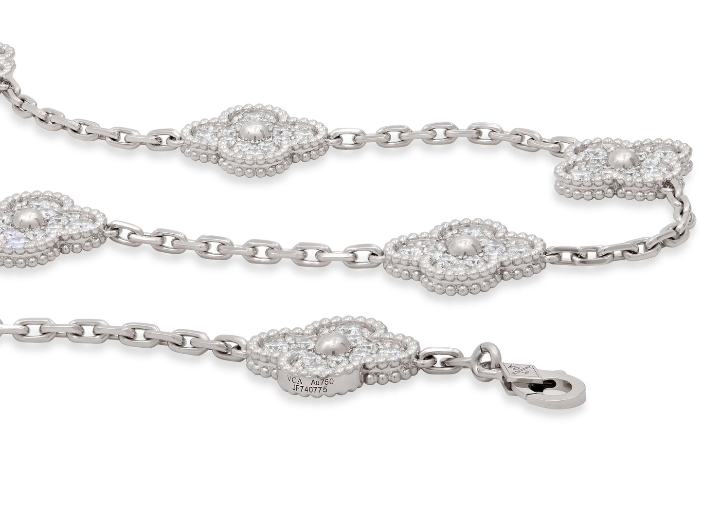 Van Cleef & Arpels 'Vintage Alhambra' Diamond Necklace, 10 Motifs, in 18K White Gold