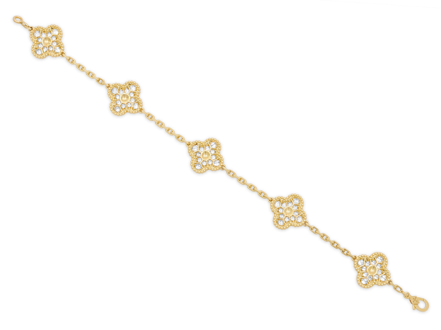 Van Cleef & Arpels 'Vintage Alhambra' Diamond Bracelet, 5 Motifs, in 18K Gold