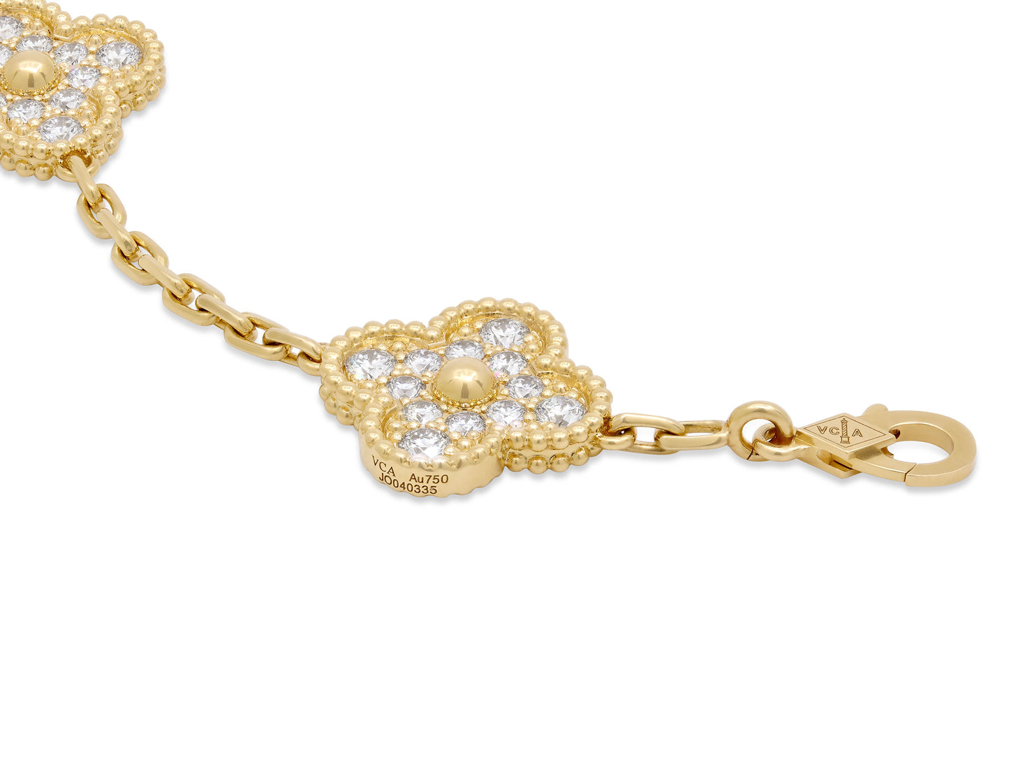 Van Cleef & Arpels 'Vintage Alhambra' Diamond Bracelet, 5 Motifs, in 18K Gold
