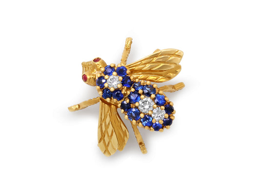 Tiffany & Co. Sapphire and Diamond Bee Brooch in 18K Gold