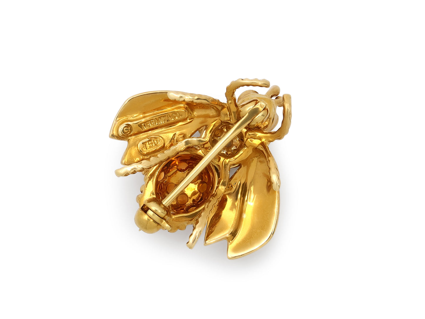 Tiffany & Co. Orange Sapphire and Diamond Bee Brooch in 18K Gold