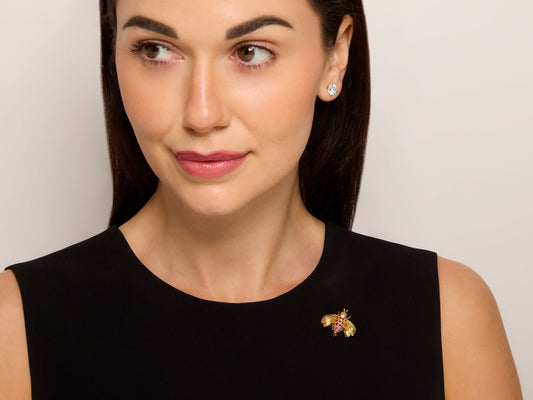 Tiffany & Co. Ruby and Diamond Bee Brooch in 18K Gold