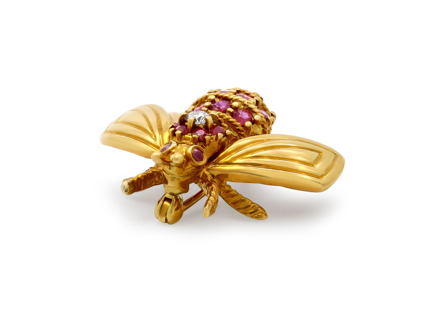 Tiffany & Co. Ruby and Diamond Bee Brooch in 18K Gold