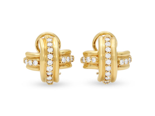 Tiffany & Co. Diamond 'X' Earrings in 18K Gold