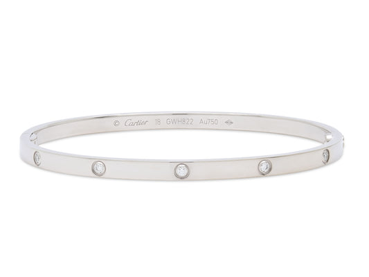 Cartier 'Love' Diamond Bracelet in 18K White Gold, Small Model, Size 18