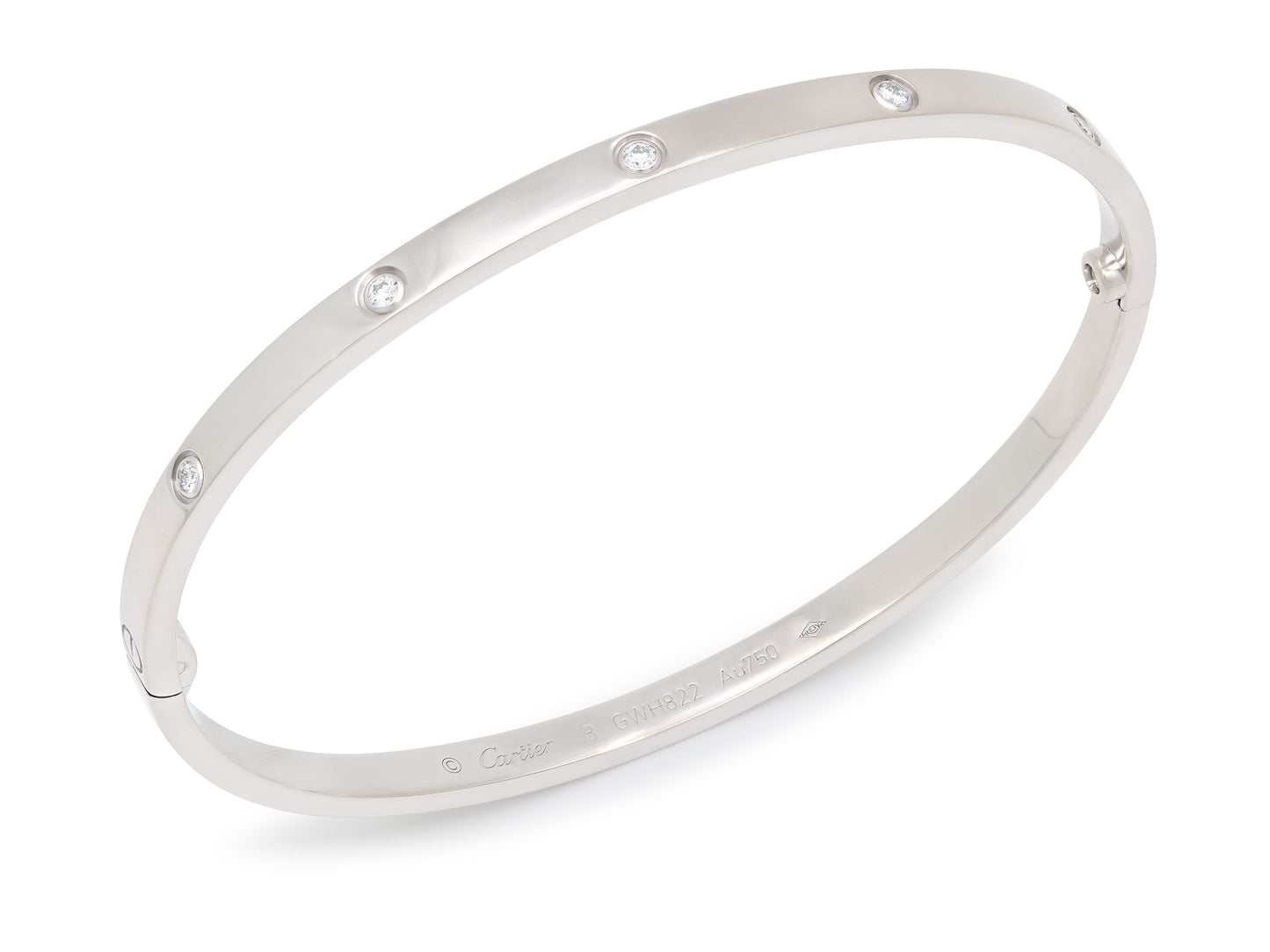 Cartier 'Love' Diamond Bracelet in 18K White Gold, Small Model, Size 18