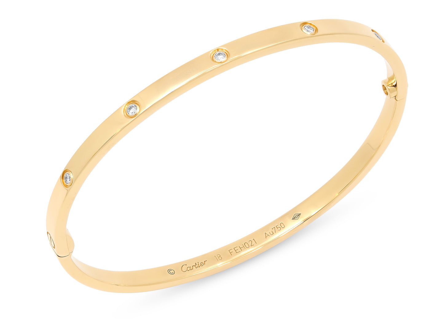 Cartier 'Love' Diamond Bracelet in 18K Gold, Small Model, Size 18
