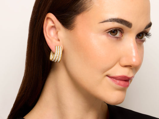 Mid-Century Diamond Hoop Earrings in 18K Gold