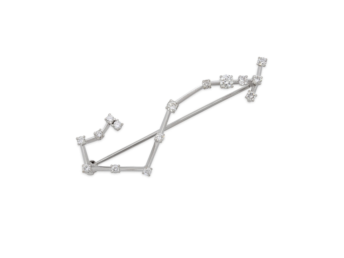 Scorpio Zodiac Diamond Brooch in 18K White Gold