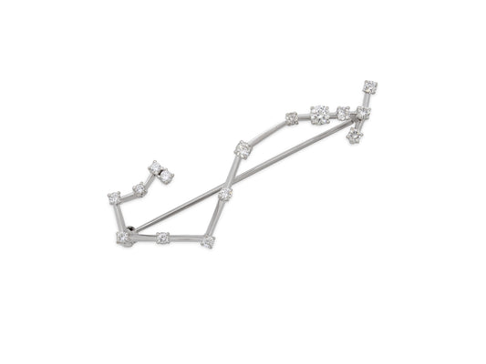 Scorpio Zodiac Diamond Brooch in 18K White Gold