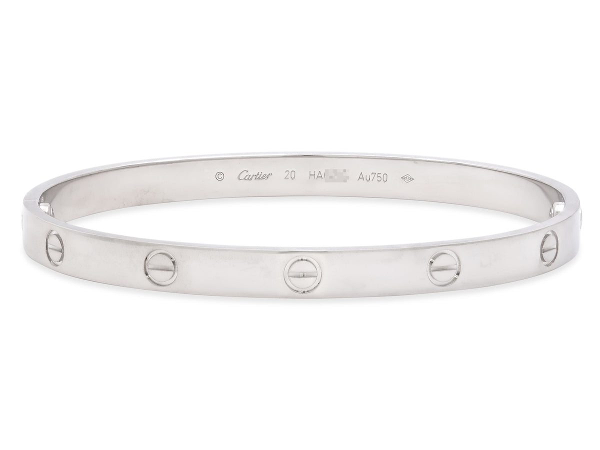 Cartier 'Love' Bracelet in 18K White Gold, Classic Model, Size 20
