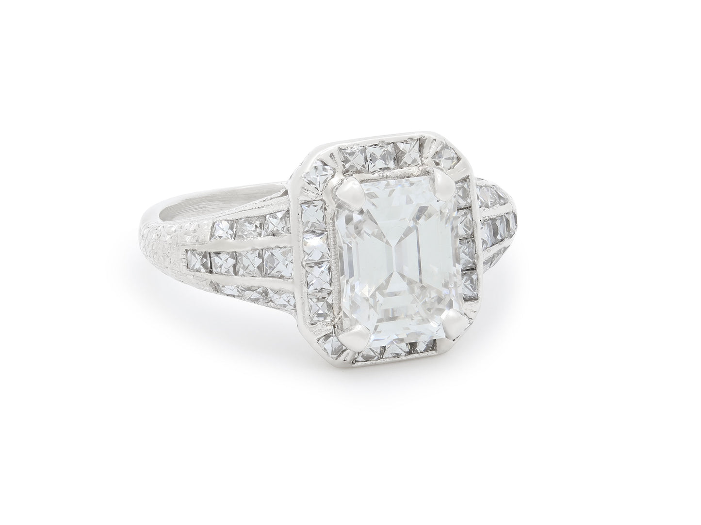 Art Deco Emerald Cut Diamond Ring, 2.00 Carat G/VVS-2, in Platinum