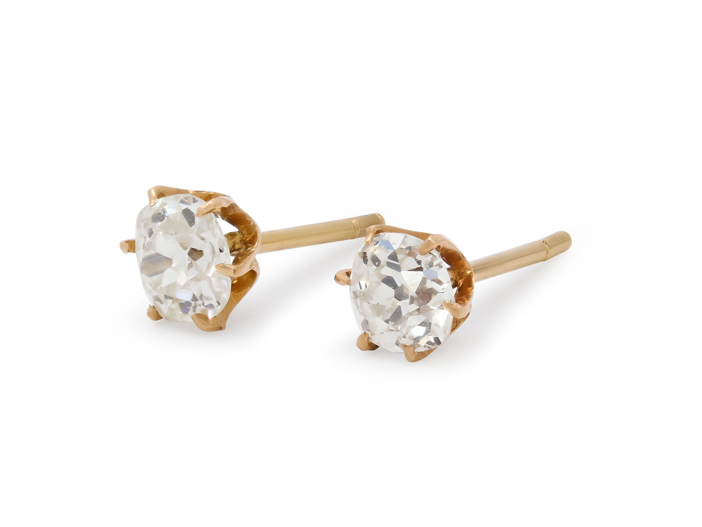 Beladora 'Re-Imagined' Old-Cut Diamond Stud Earrings, 1.06 total carats, in 14K Gold