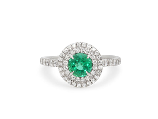 Tiffany & Co. 'Soleste' Diamond and Emerald Ring in Platinum