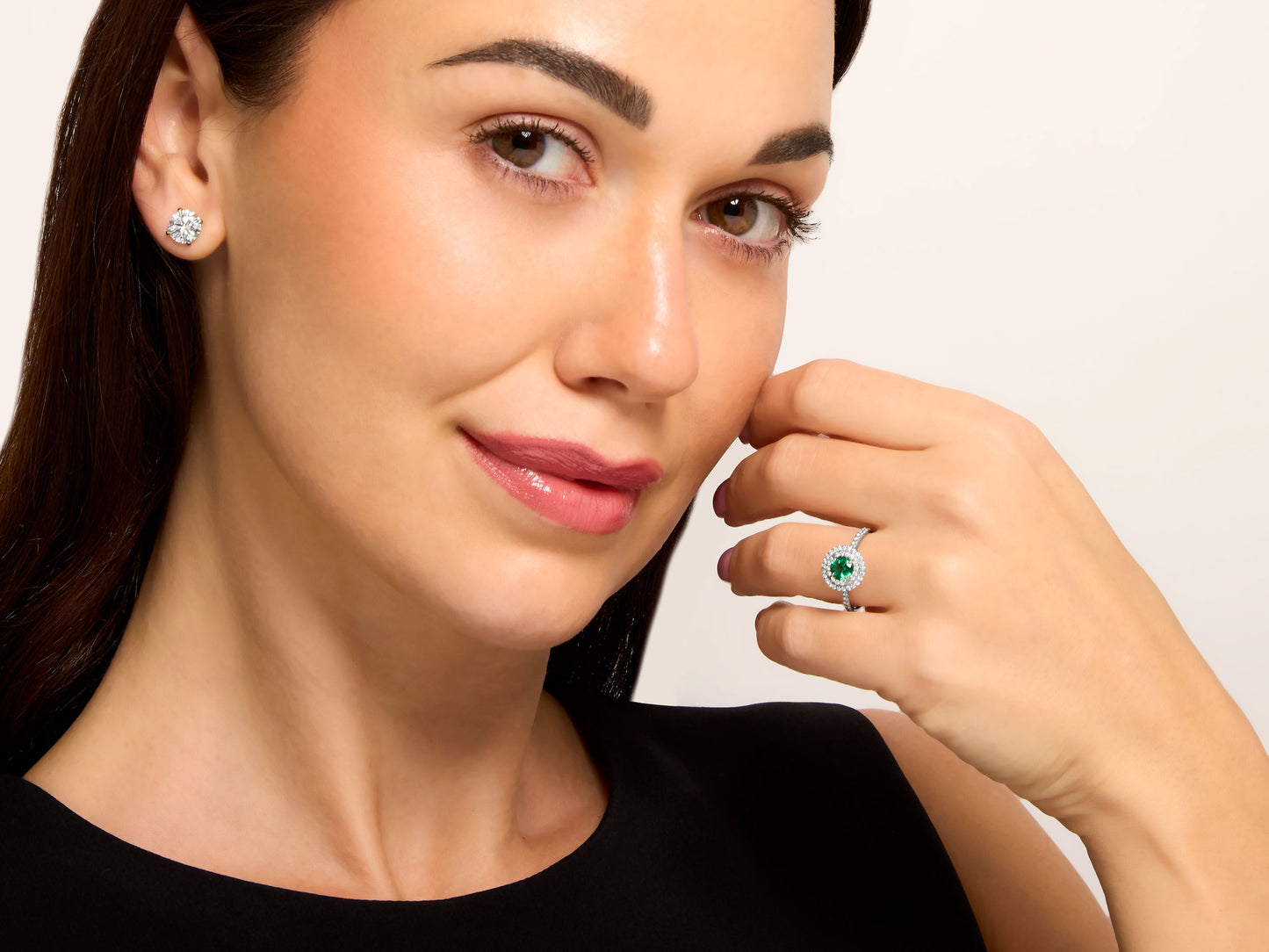 Tiffany & Co. 'Soleste' Diamond and Emerald Ring in Platinum